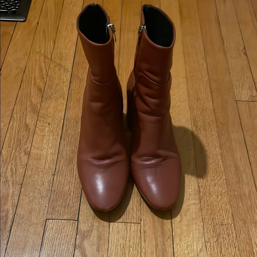 Topshop Brown and Red Ankle Boots with Classic Silhouette